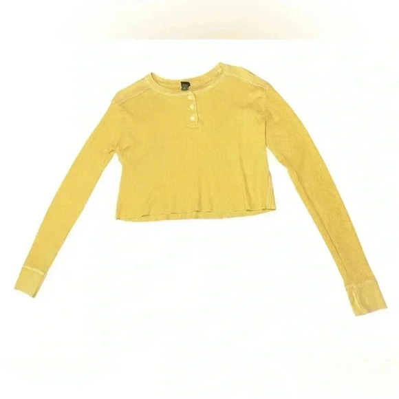 Wild Fable Waffle‎ Crop Top Mustard Yellow - Picture 1 of 6
